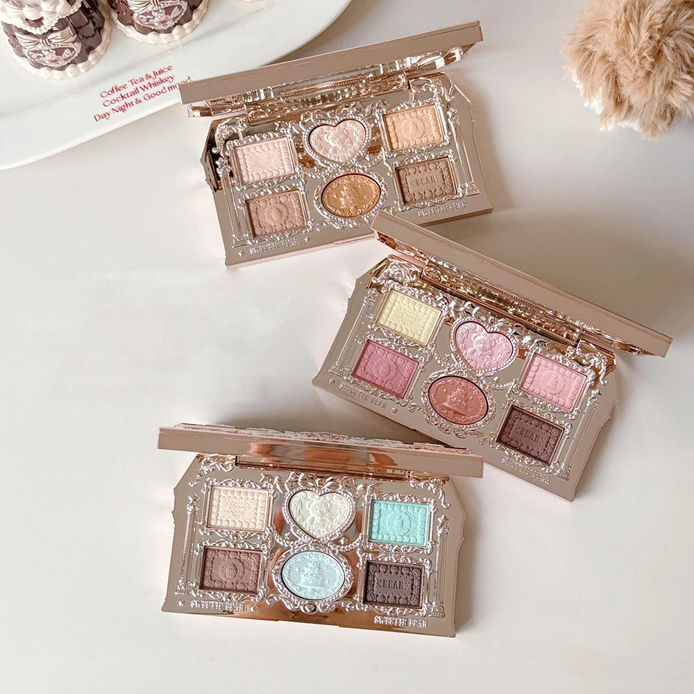 Flower Knows Sweetie Bear 6 Color Eyeshadow Palette Matte Shimmer Glitter Vegan Cruelty Free Waterproof High Pigment eyeshadow