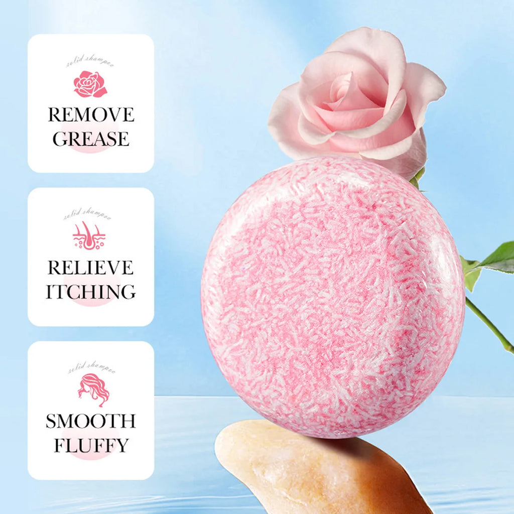 Rose Fragrance Shampoo Soap, Plant Essential Oil Soap, Deep Cleansing, Oil Control, Moisturizing Hair Care Shampoo Stick