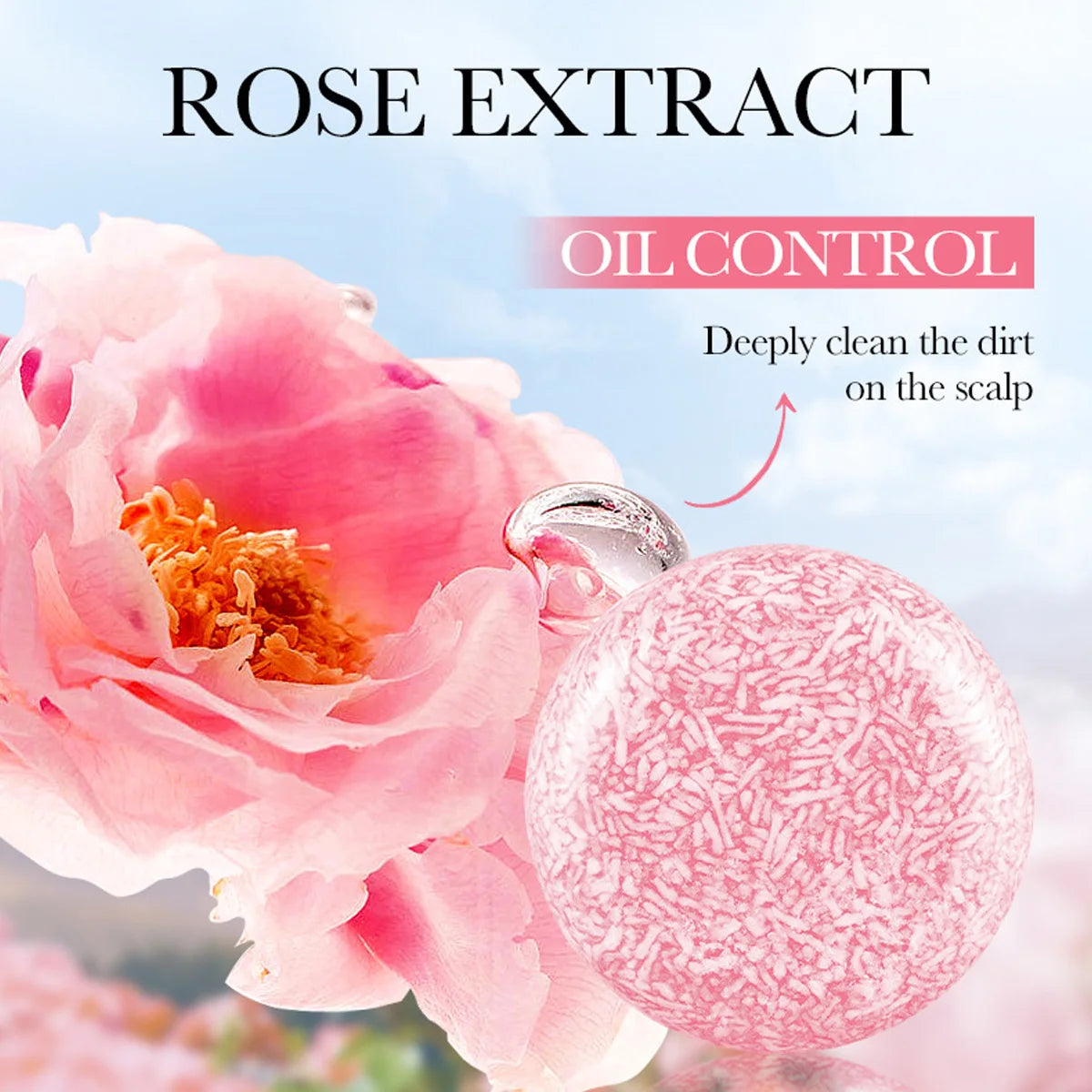 Rose Fragrance Shampoo Soap, Plant Essential Oil Soap, Deep Cleansing, Oil Control, Moisturizing Hair Care Shampoo Stick