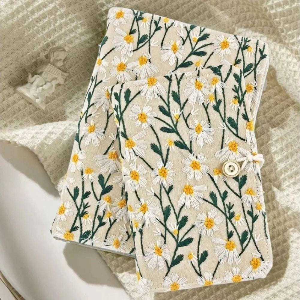 Korean Flower Embroidered Notebook Cute Cotton Shell Sketchbook Planner Journal A5 Paper Page 180 Kawaii Stationery Office Gift
