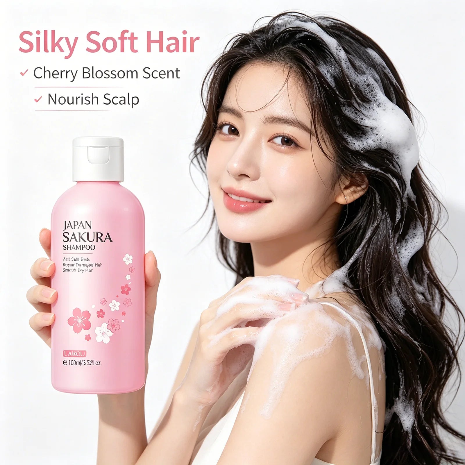 LAIKOU Japan Sakura Shampoo/Conditioner Repair Damaged Hair Moisturizing Nourishing Oil Control Hair Cleansing Care