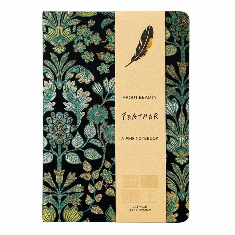 Leather Embroidered Flower Notebook A5 Anti-splash Water Butterfly Journal Book Academic Weekly Agenda Efficient