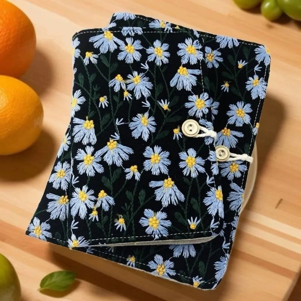 Korean Flower Embroidered Notebook Cute Cotton Shell Sketchbook Planner Journal A5 Paper Page 180 Kawaii Stationery Office Gift