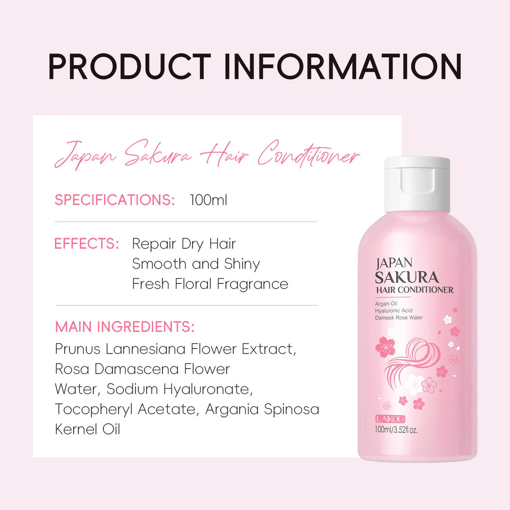 LAIKOU Japan Sakura Shampoo/Conditioner Repair Damaged Hair Moisturizing Nourishing Oil Control Hair Cleansing Care