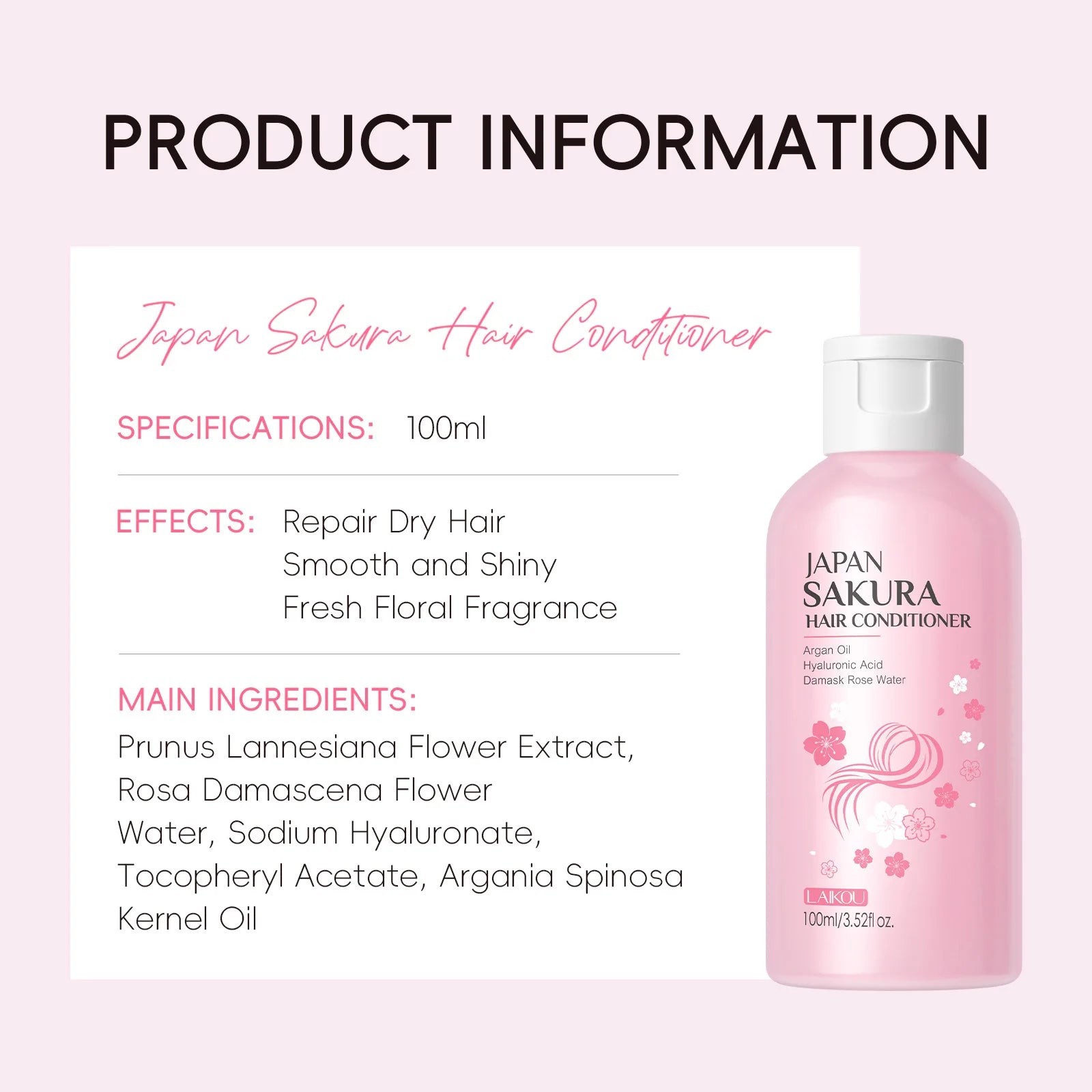 LAIKOU Japan Sakura Shampoo/Conditioner Repair Damaged Hair Moisturizing Nourishing Oil Control Hair Cleansing Care