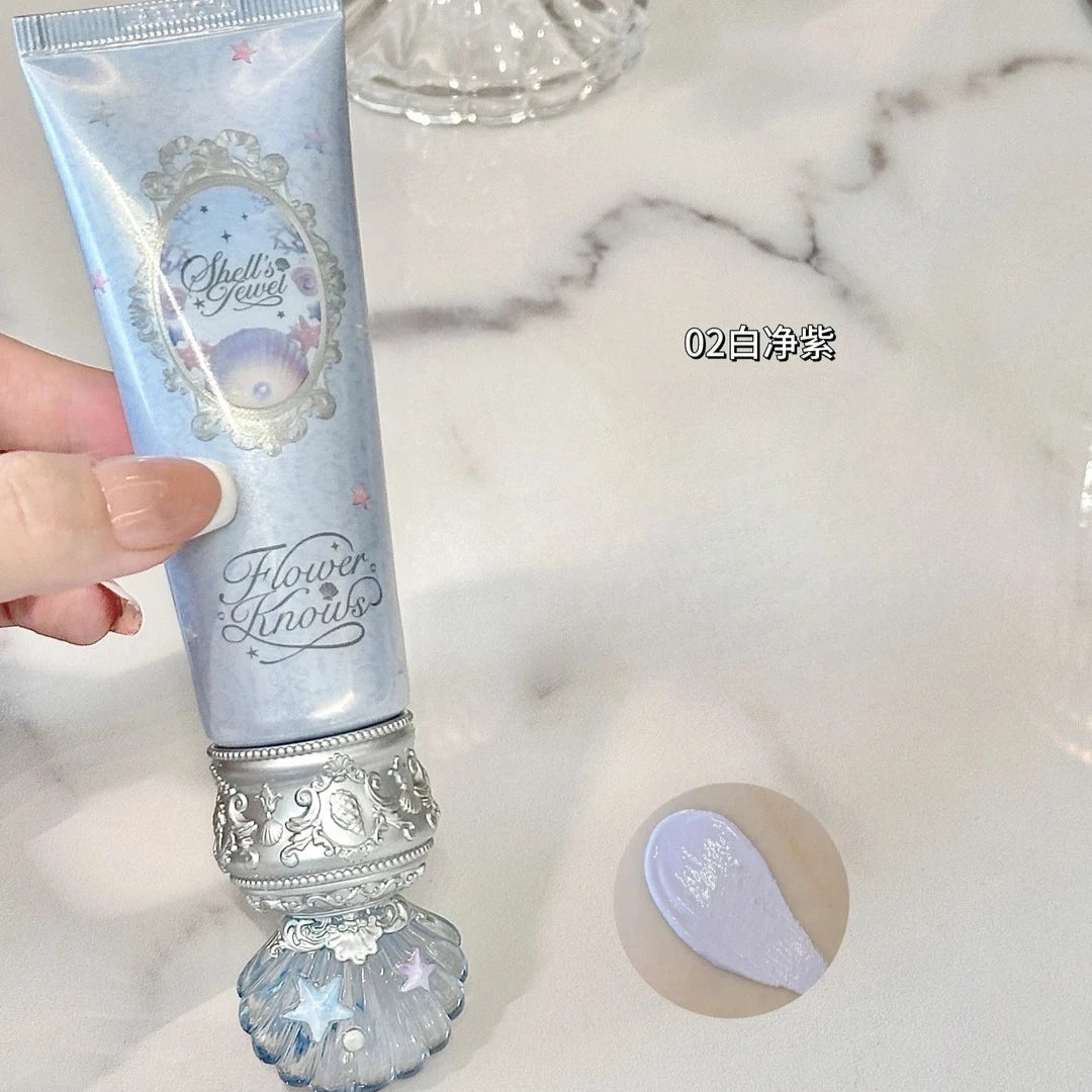 Flower Knows 2025 Shell's Jewel Radiance Primer Brightening Long Lasting Makeup Base Hydrating Non Cakey Vegan Cruelty Free