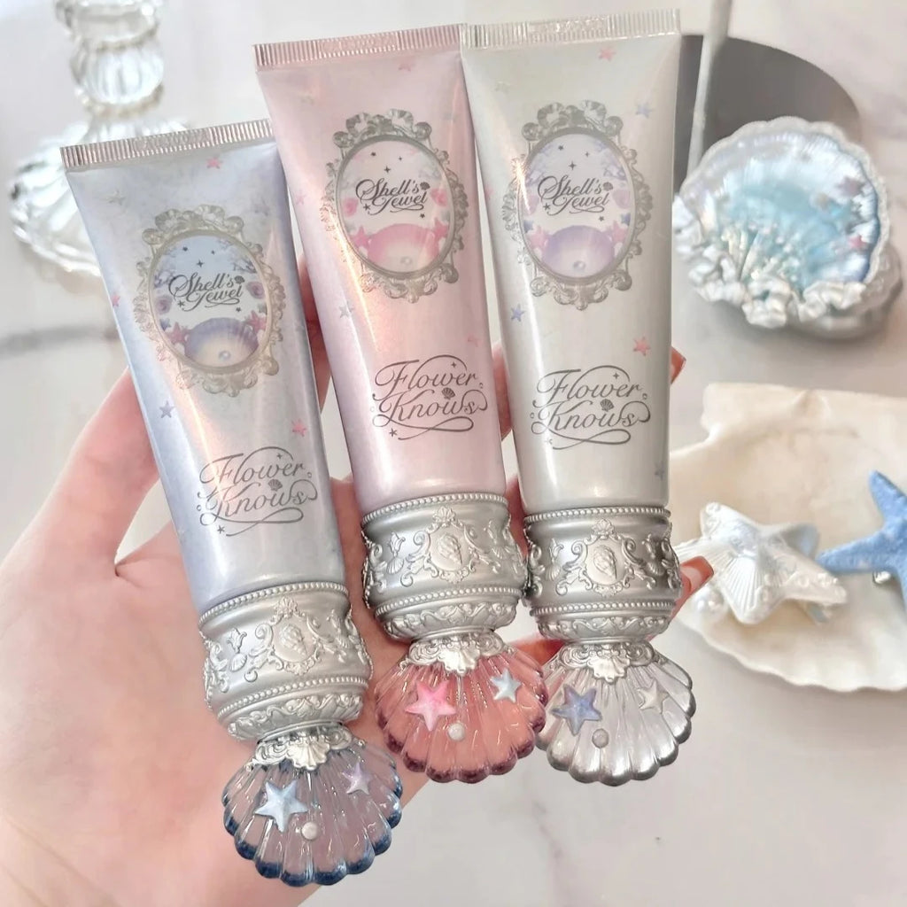 Flower Knows 2025 Shell's Jewel Radiance Primer Brightening Long Lasting Makeup Base Hydrating Non Cakey Vegan Cruelty Free