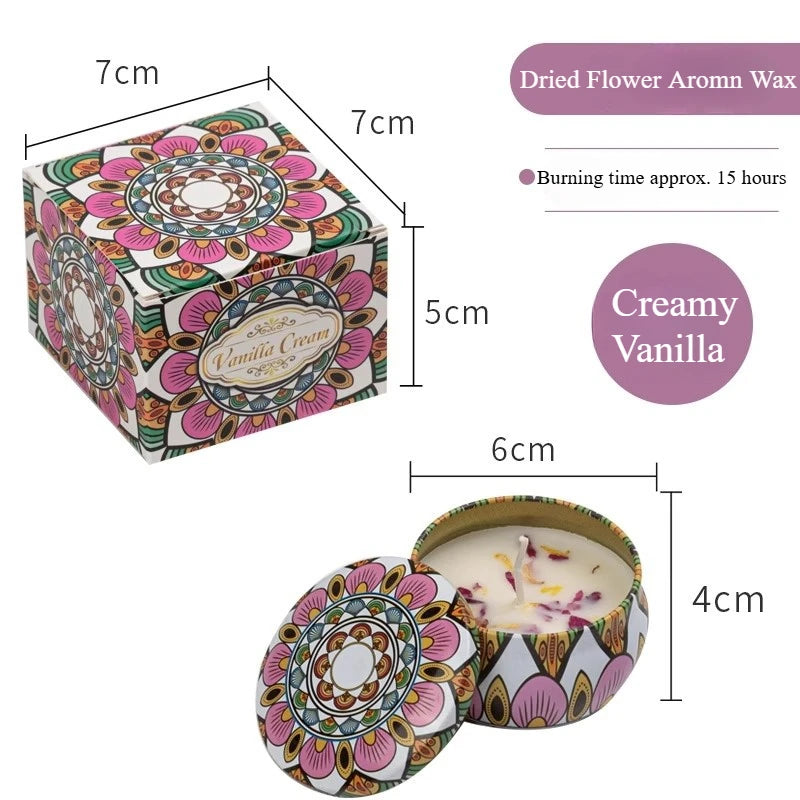 Retro Flowers Natural Scented Candles Scented Dried Flower Aromatherapy Candle Birthday Candle Votive Candles Wedding Decoration