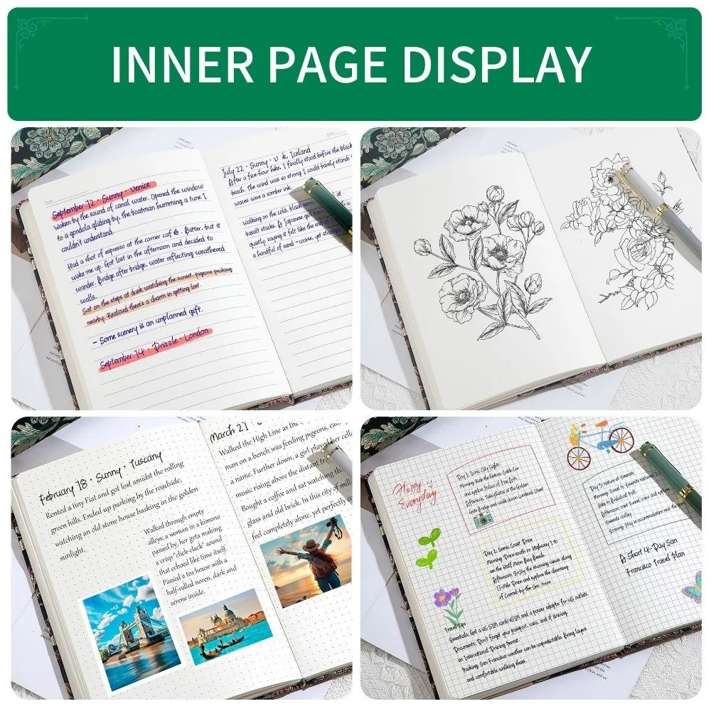 Leather Embroidered Flower Notebook A5 Anti-splash Water Butterfly Journal Book Academic Weekly Agenda Efficient