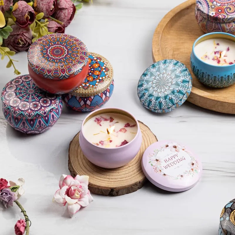 Retro Flowers Natural Scented Candles Scented Dried Flower Aromatherapy Candle Birthday Candle Votive Candles Wedding Decoration
