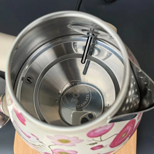 1850W Retro Pink Flowers Electric Kettle Temperature Control Boiling Kettle 304 Stainless Steel Keep Warm Electric Teapot 1.7L