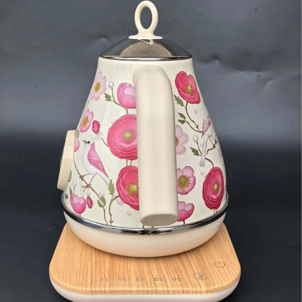 1850W Retro Pink Flowers Electric Kettle Temperature Control Boiling Kettle 304 Stainless Steel Keep Warm Electric Teapot 1.7L