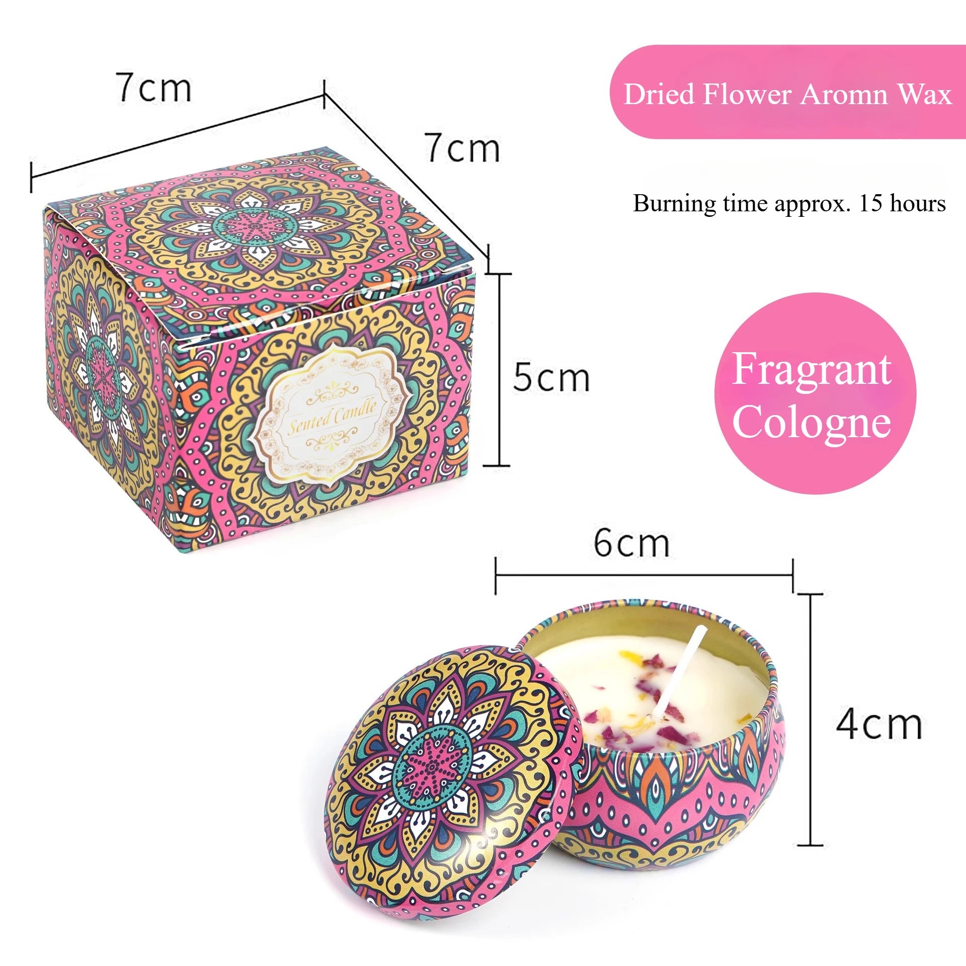 Retro Flowers Natural Scented Candles Scented Dried Flower Aromatherapy Candle Birthday Candle Votive Candles Wedding Decoration